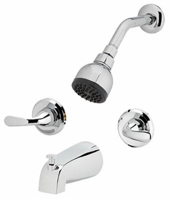 Chrome Finish Shower Faucet And Showerhead With 2 Lever Handles