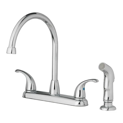 High Arc Kitchen Faucet With Side Spray, 2-Lever Handle, Chrome