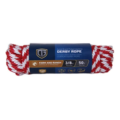 Braided Polypropylene Derby Rope, Red/white, 3/8-inch X 50-feet, 140 Lb Work Load