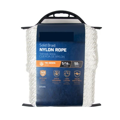 Twisted Nylon Rope, White, 5/16-inch X 50-feet, 145 Lb Work Load