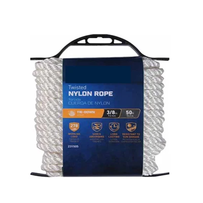 Nylon Rope, Twisted, White, 3/8 In. x 50 Ft.
