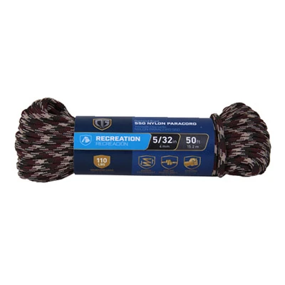 Paracord 550 Nylon Rope, Camouflage, 5/32 In. x 50 Ft.