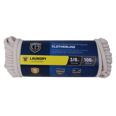 Clothesline, Diamond Braided Cotton, 3/8 In. x 100 Ft.