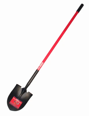 BULLY TOOLS Round-Point Shovel, Fiberglass Cushion-Grip Handle