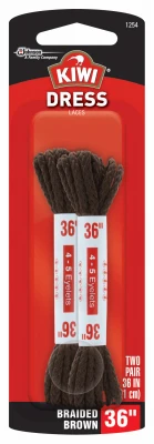 Brown Dress Shoe Laces, 36-inch, Round, 2 Pairs
