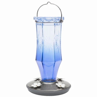 Vintage Hummingbird Feeder, Sapphire Starburst, Glass, 16 oz.