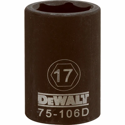 Metric Impact Socket, 6-Point, Black Oxide, 1/2 In. Drive, 17mm