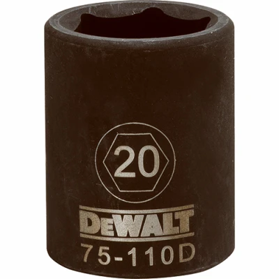 Metric Impact Socket, 6-Point, Black Oxide, 1/2 In. Drive, 20mm
