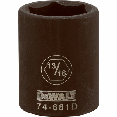 SAE Impact Socket, 6-Point, Black Oxide, 1/2 In. Drive, 13/16 In.