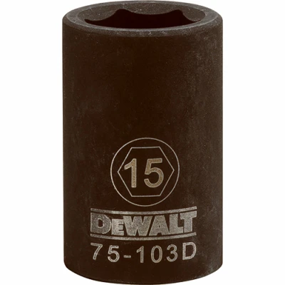 Metric Impact Socket, 6-Point, Black Oxide, 1/2 In. Drive, 15mm