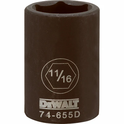 SAE Impact Socket, 6-Point, Black Oxide, 1/2 In. Drive, 11/16 In.