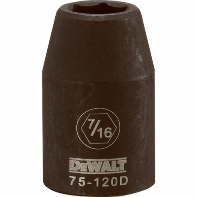 SAE Impact Socket, 6-Point, Black Oxide, 1/2 In. Drive, 7/16 In.
