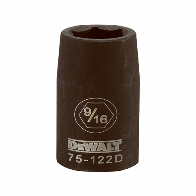 SAE Impact Socket, 6-Point, Black Oxide, 1/2 In. Drive, 9/16 In.