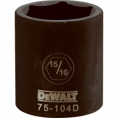SAE Impact Socket, 6-Point, Black Oxide, 1/2 In. Drive, 15/16 In.