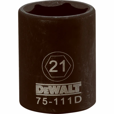 Metric Impact Socket, 6-Point, Black Oxide, 1/2 In. Drive, 21mm
