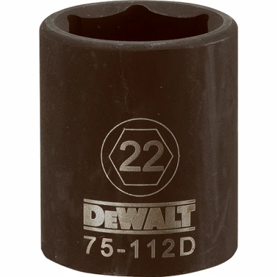 Metric Impact Socket, 6-Point, Black Oxide, 1/2 In. Drive, 22mm