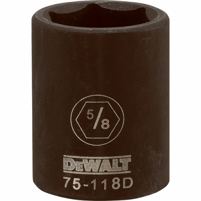 SAE Impact Socket, 6-Point, Black Oxide, 1/2 In. Drive, 5/8 In.