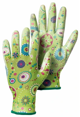 Women's Medium Nitrile Work Gloves, Textured Surface, Light Green Color