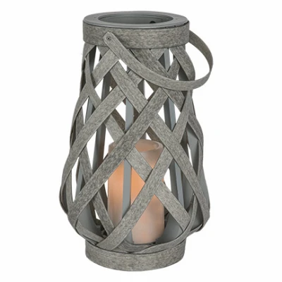 Battery Operated Rattan Lantern with Decorative Woven Design