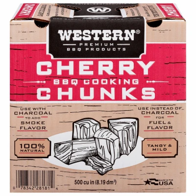 Cherry Wood Grill Cooking Chunks, 500 Cubic Inch Bag for Smoking and Barbecue