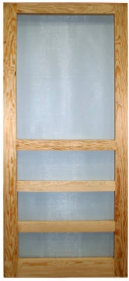 Heavy-duty Wood Screen Door, 36" X 80" With Fiberglass Screen And 3 Bars