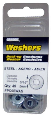 Steel Washers, 3/16-Dia., 40-Pk.