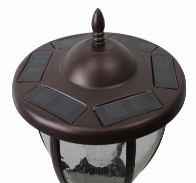 Solar Lamp Post & Planter, 1 Light, Bronze, 7 Ft.