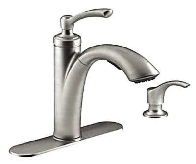 Linwood Kitchen Faucet With Pull-Out Spray + Soap/Lotion Dispenser, Single Handle, Stainless Steel