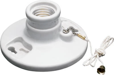 Pass & Seymour Porcelain Medium-Base Pull-Chain Lampholder, 250-Watt, 250-Volt