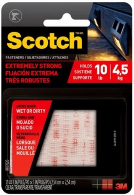 Extreme Fasteners, Clear, 1 x 1 In., 12-Pk.