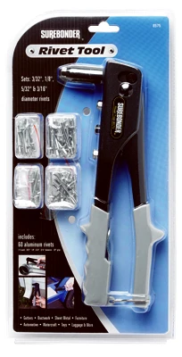 Heavy-duty Rivet Tool Kit With 60 Assorted Rivets And Interchangeable Nosepieces