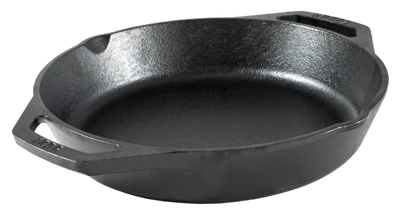 Cast Iron Pan, Dual Handle, Seasoned, Black, 12-In.