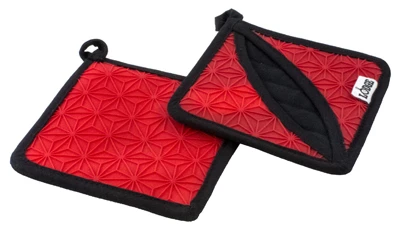Pot Holder/Trivet, Red Silicone & Fabric, 2-Pk.