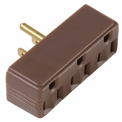 Plug-in Triple Outlet Adapter, Brown, 15-amp, 125-volt, Model 697cc20