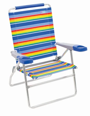 Cushioned Beach and Backyard Chair with 15 Inch Seat Height for Outdoor Comfort