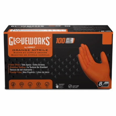 Nitrile Gloves, Heavy-Duty, Orange, XXL, 100-Ct.