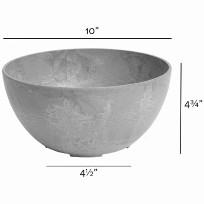 ArtStone Napa Water-Minder Plastic Planter Bowl Gray 10 Inch