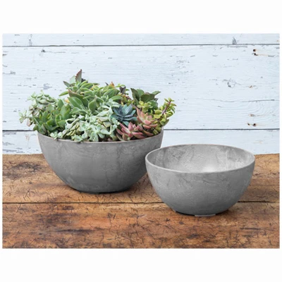 ArtStone Napa Water-Minder Plastic Planter Bowl Gray 10 Inch