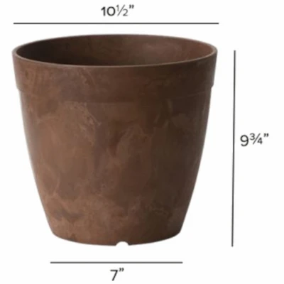 ArtStone Dolce Water-Minder Planter, Plastic, Rust, 10 In. Round