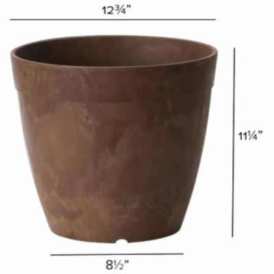 ArtStone Dolce Water-Minder Plastic Planter, Rust Color, 12 Inch Round