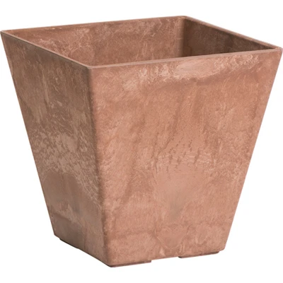 ArtStone Ella Water-Minder Planter, Plastic, Rust Square, 8 In. Sq.
