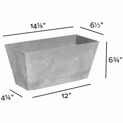ArtStone Self-Watering Flowerbox Gray Resin and Natural Stone 14.5 Inch