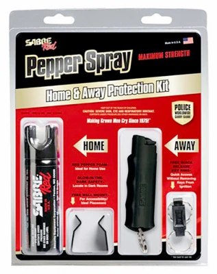 Home & Away Maximum Strength Pepper Spray Protection Kit With Wall Mount And Key Chain Cases