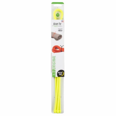 Gear Tie Reusable Rubber Twist Tie, Neon Yellow, 32-In., 2-Pk.