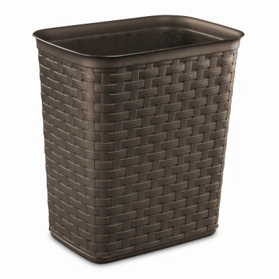 Trash Can, Modern Brown With Weave Pattern, 3.4-Gallons