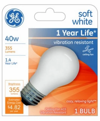 GE 40W WHT A15 Bulb