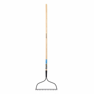 Bow Rake with 16 Steel Tines and Ergonomic Cushion Grip Handle