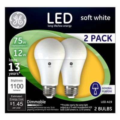 LED Light Bulbs, Frosted Soft White, 12 Watt, 1100 Lumens, 2-Pk.