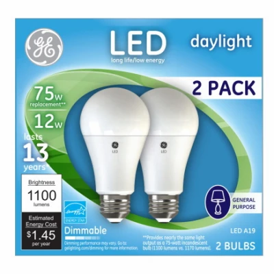 LED Light Bulbs, Frosted Daylight, 12 Watt, 1100 Lumens, 2-Pk.