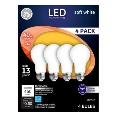 **GE 4PK 5W SW A19 Bulb**